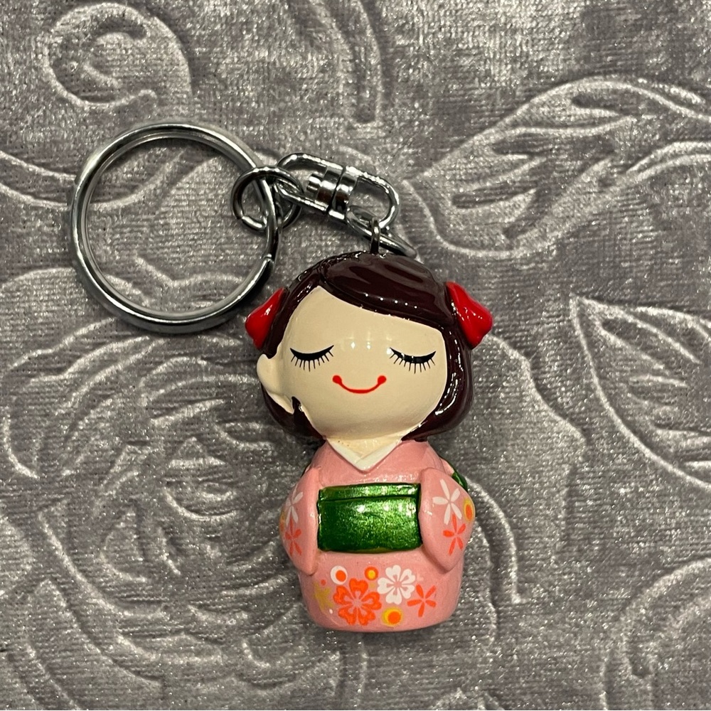 Cute Japanese Kimono Doll Keychain for girls
